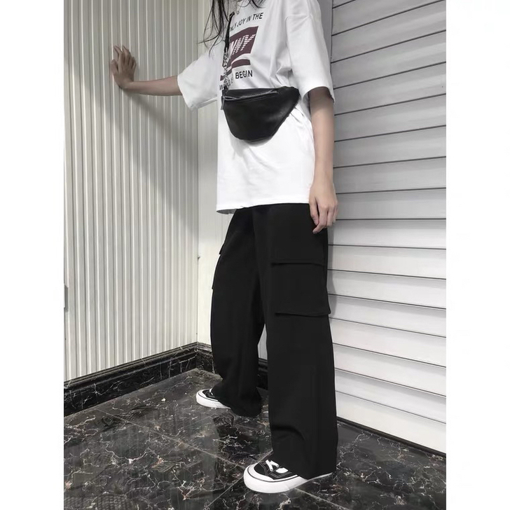 美式工装大口袋拖地裤子 复古old shc...