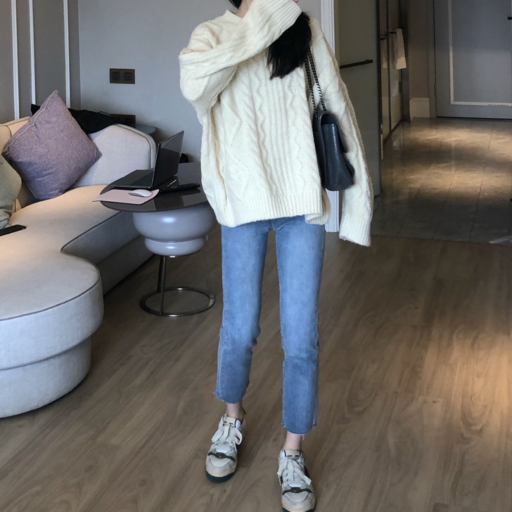 POET WONG 高腰直筒牛仔裤 显腿直...