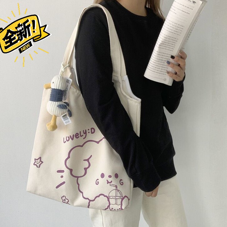 2021新款帆布包女单肩日系ulzzang...