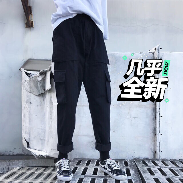 hiphop工装裤子街头宽松bf港风原宿小...