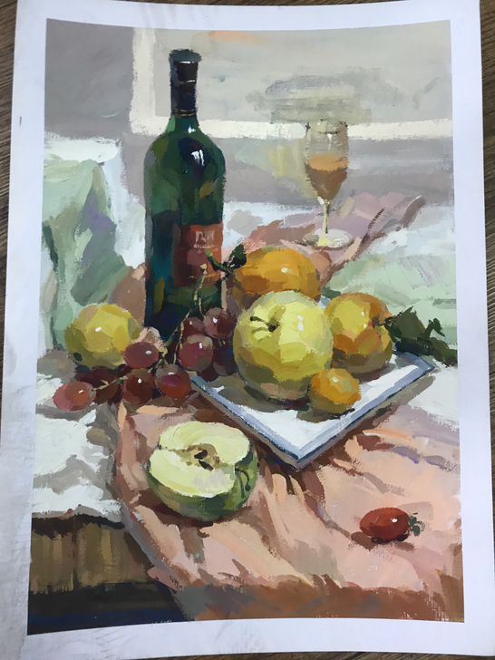 水粉画 ，4开水粉静物画成品，现货无签名，...