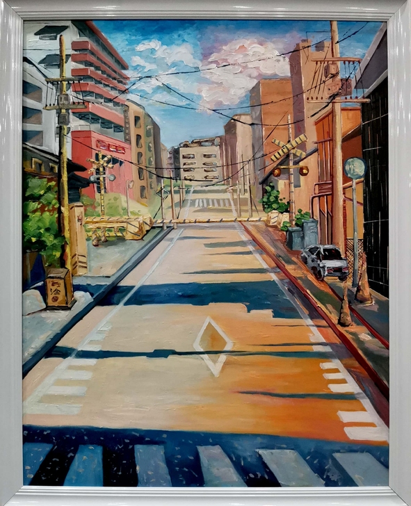 《路》系列俩幅作品，装裱好的，尺寸100*...
