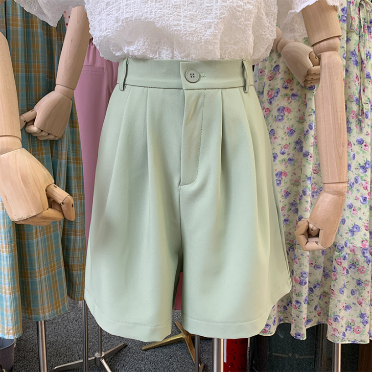 西装短裤2020年夏季阔腿裤高腰垂感遮胯裤...