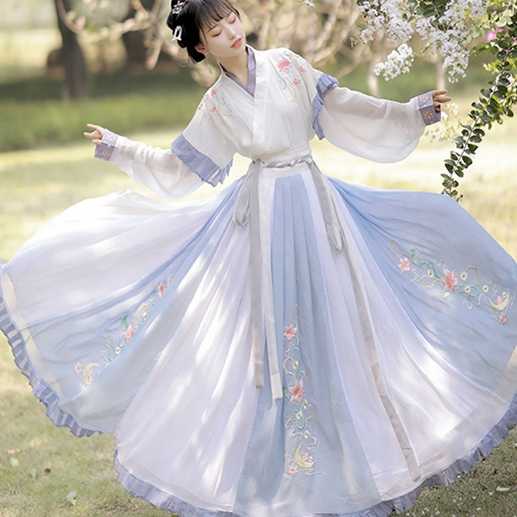 海棠汉服齐腰对襟襦裙大裙摆仙气中国风汉服表...