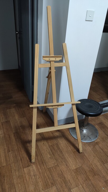 出个画架，还有膜都没撕的板子。画架有个螺丝...