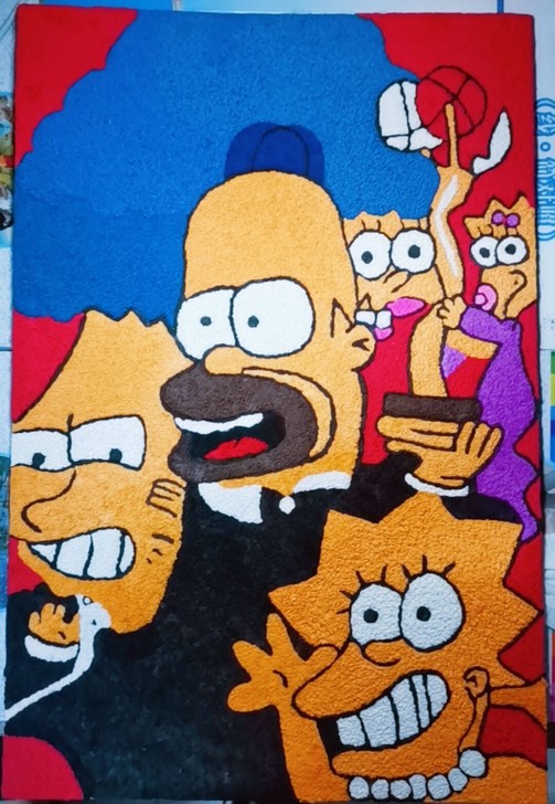 纸浆画，用纸浆和白乳胶搅拌好，加上水粉颜料...