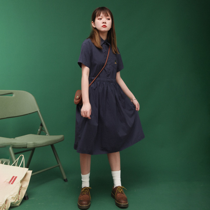 日系温柔风裙子初恋夏季连衣裙桔梗学生森系中...