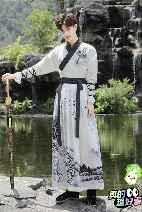 男女情侣汉服白菜价套装原创正版水墨刺绣花古...