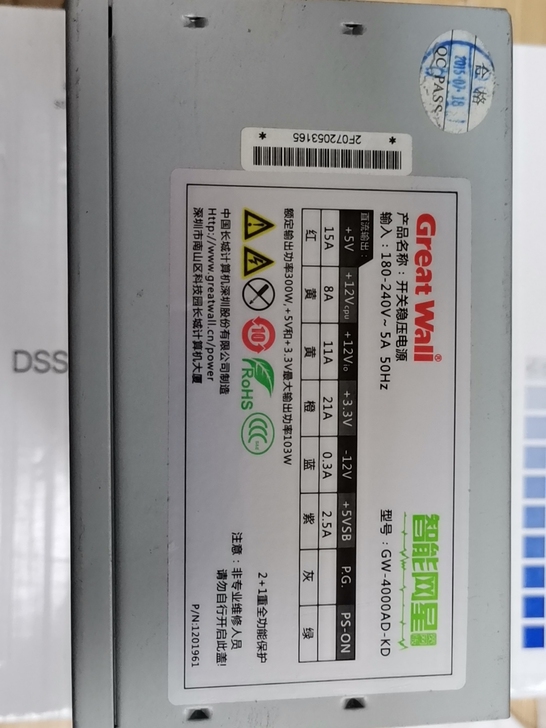 长城电源，300W，带显卡6p供电，成色如...