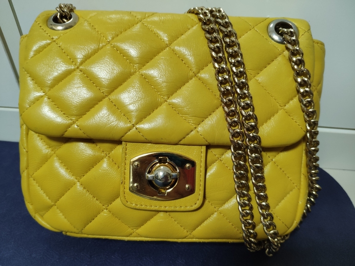 热风羊皮包，hotwind小香风菱型格链条...