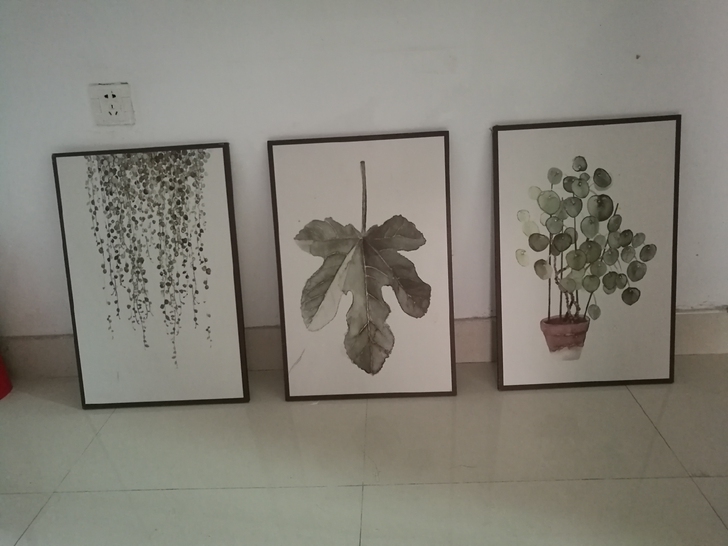 绿植北欧风格客厅装饰画沙发背景墙壁画现代简...