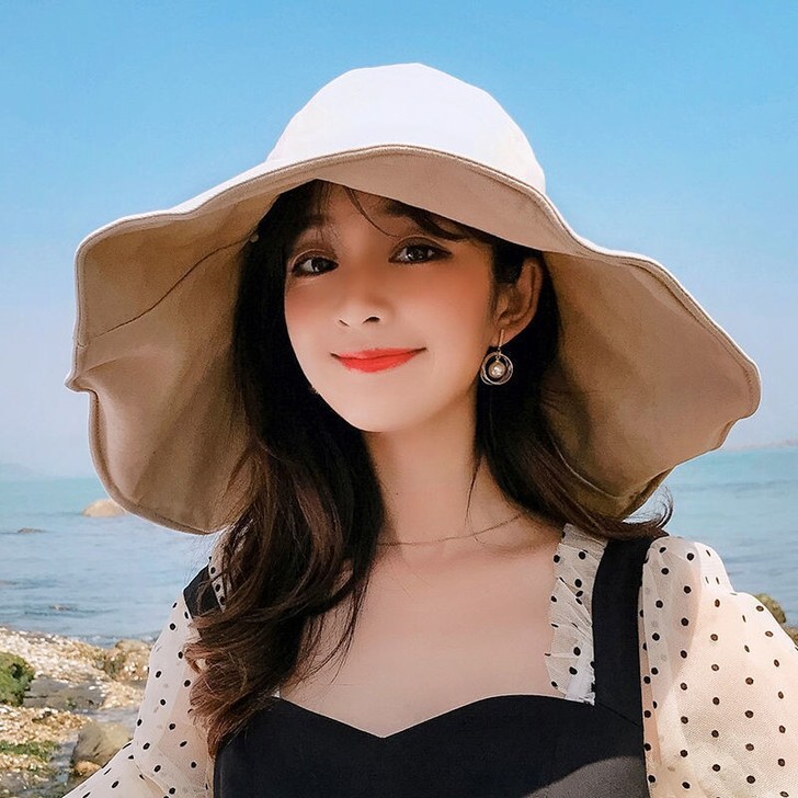 渔夫帽女大帽檐双面戴太阳帽子女新款防晒遮阳...