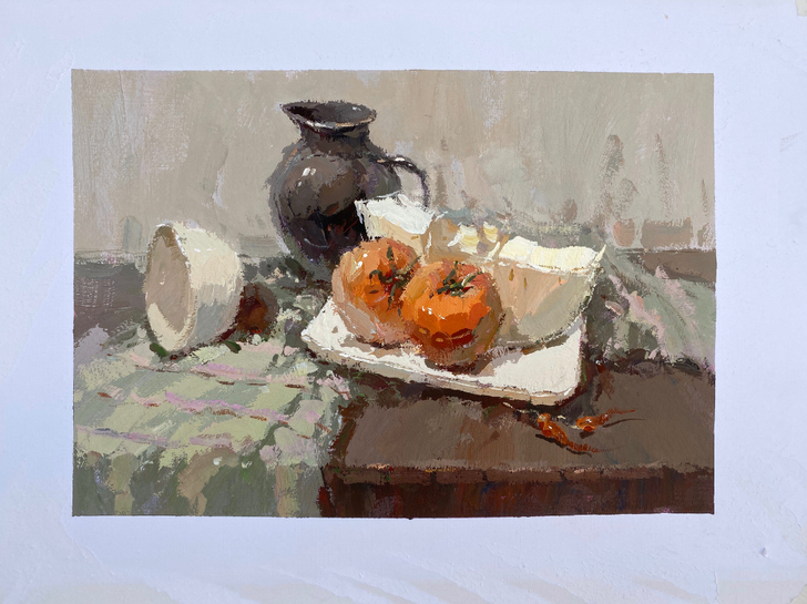 水粉画色彩，高考色彩作品，4开纸作画，8开...