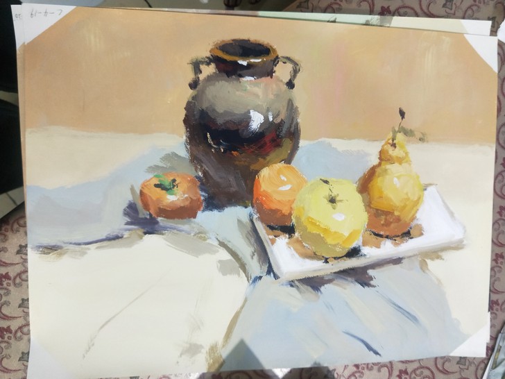 四开水粉静物，练习画