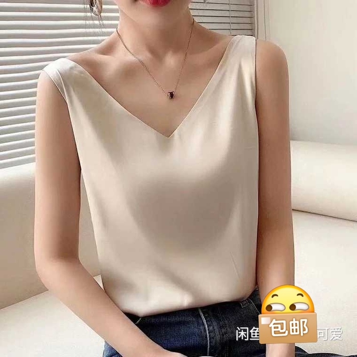 吊带背心女内搭西装新款仿蚕丝宽松无袖上衣仿...
