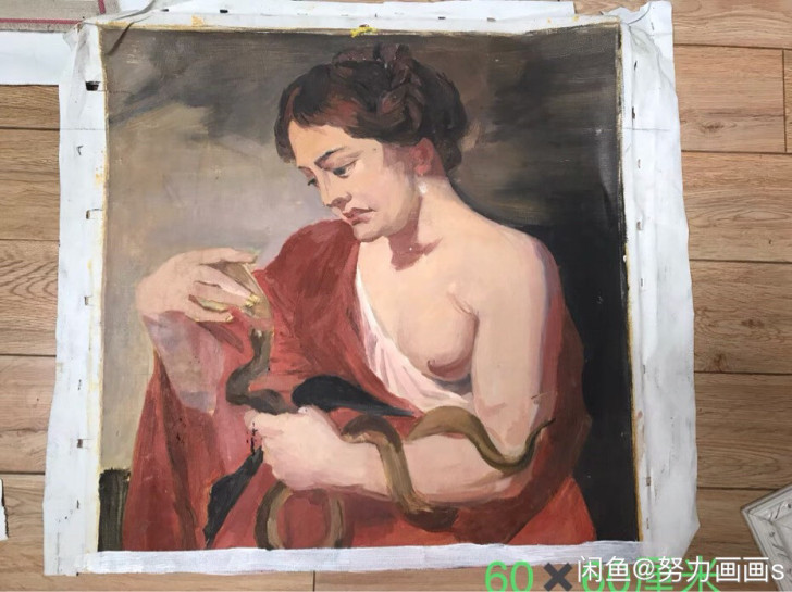 纯手工油画，只有油画布，无内框，大小为60...