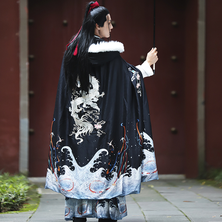 默千颜（应龙令）原创汉服男斗篷重工刺绣秋冬...