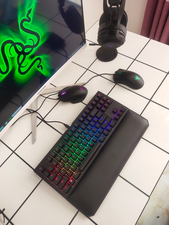 雷蛇机械键盘黑寡妇绿光版宏编辑机械键盘雷蛇...