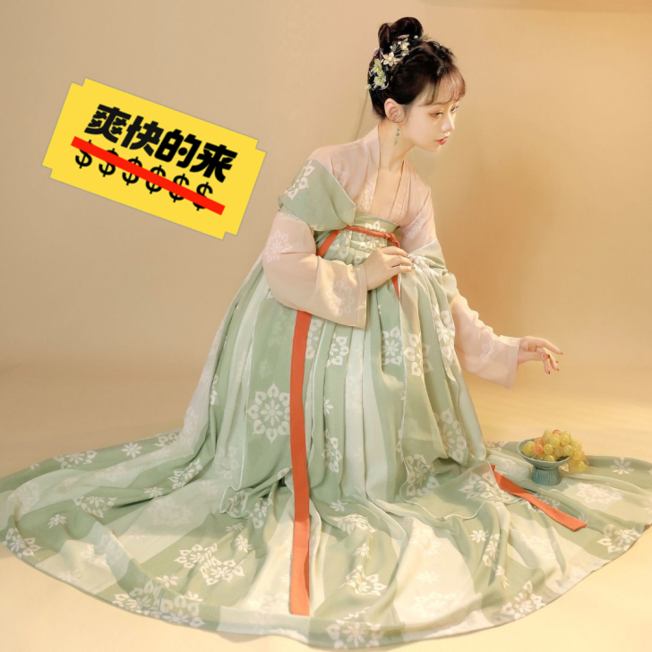 瑶池【锦欢】复原款汉服女一片式穿孔齐胸唐制...