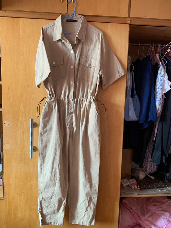 工装连体裤  米色 全新