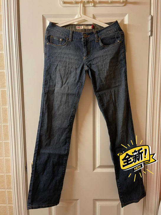 全新ONLY女士蓝色弹力修身牛仔裤直筒裤 ...