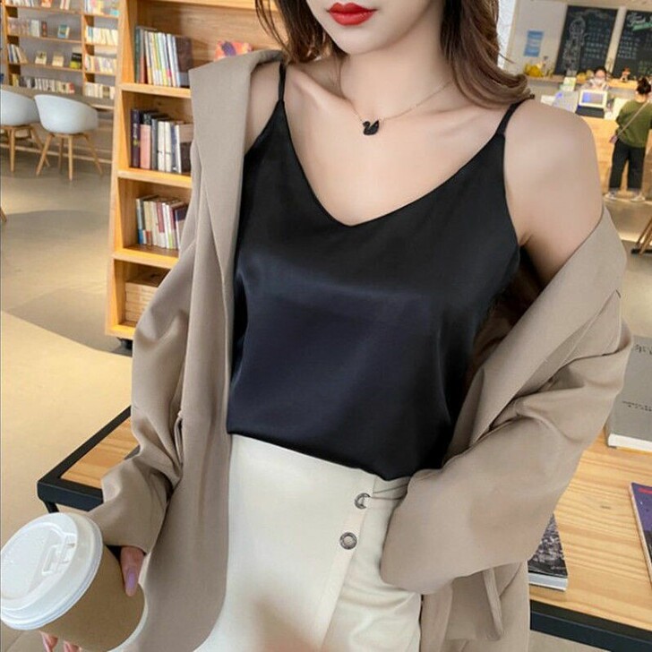 吊带背心珍珠肩带内搭外穿夏打底衫职业西装性...