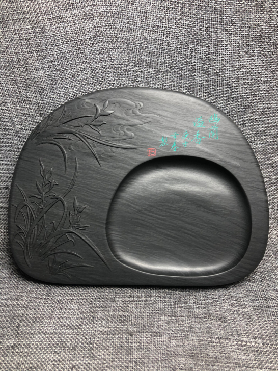 幽兰溢香，精品歙砚文房四宝老坑砚台天然原石