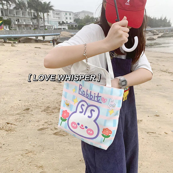 全新包邮ins风少女心日系帆布包卡通单肩学...