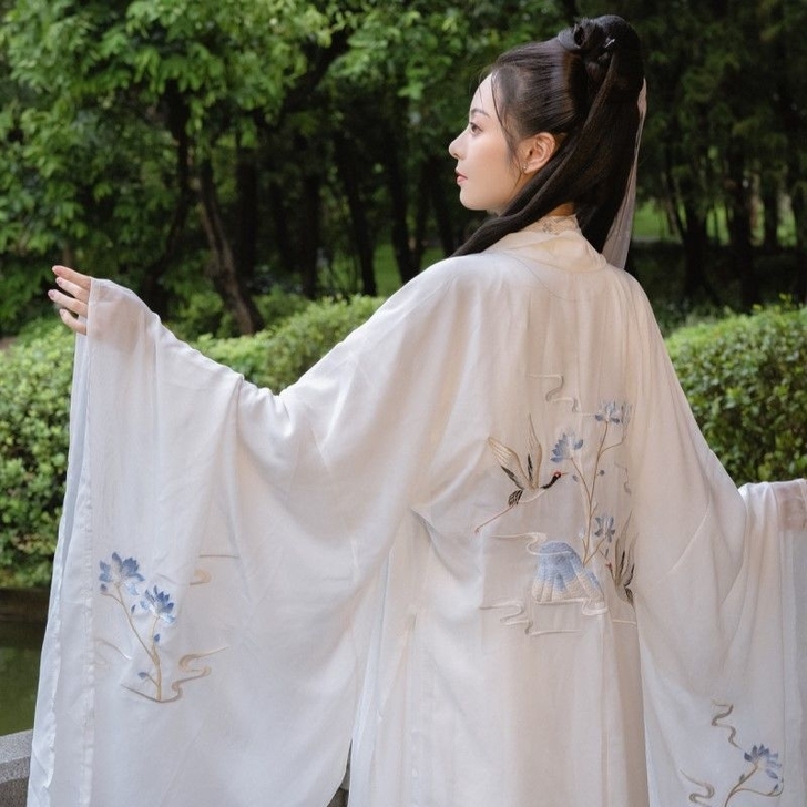 清梳汉服女夏季云中鹤夜大袖衫女单件披风外套...