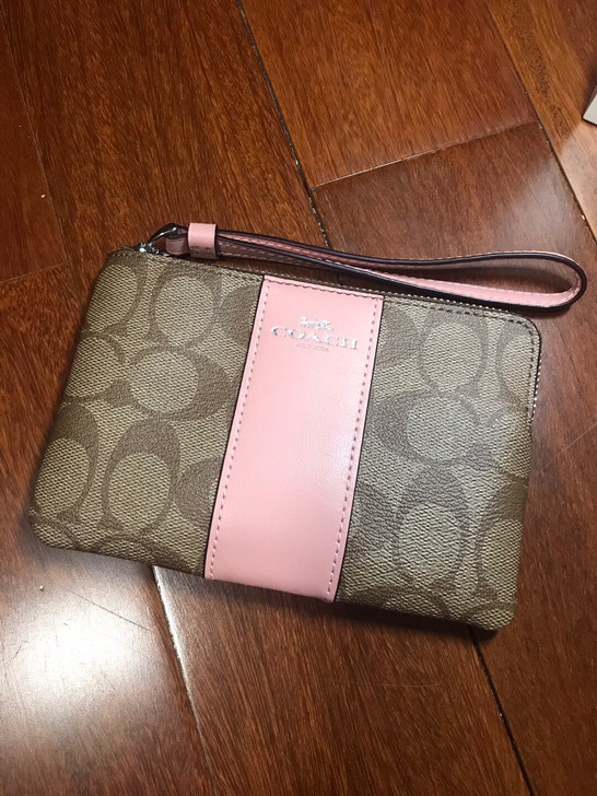 COACH 寇驰粉色拼接钱包 正品 女士拉...
