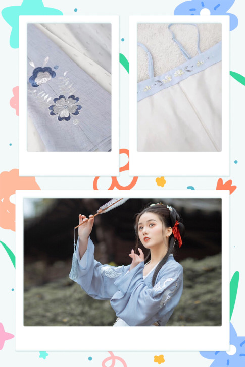 花朝记【梦君颜】花朝记汉服原创银丝绣花设计...