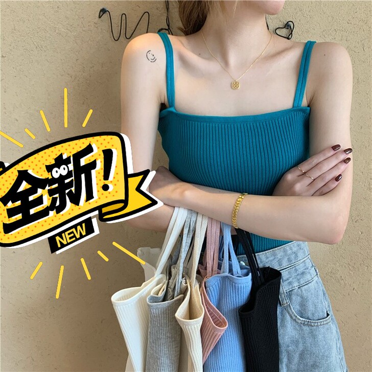 夏季新款针织小吊带背心女港味外穿性感美背打...