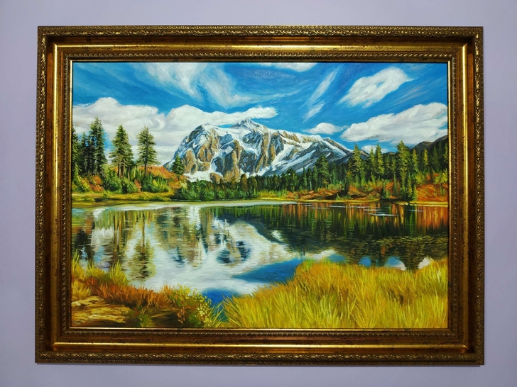 纯手绘油画,50X70cm,专业亚麻油画布...
