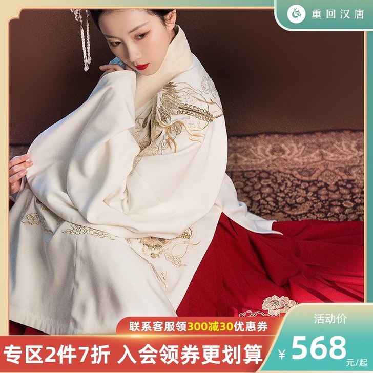 重回汉唐 民族装舞台装 马面裙配长袄特别有...