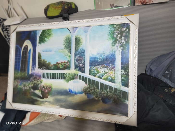 丙烯油画布手绘海景房油画风景,带画框规格画...