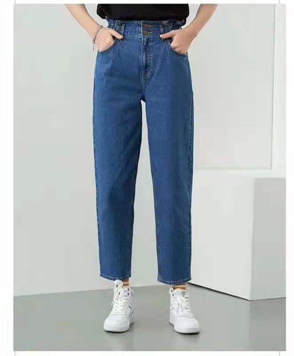 Lee花苞腰女牛仔裤高腰小脚蓝色