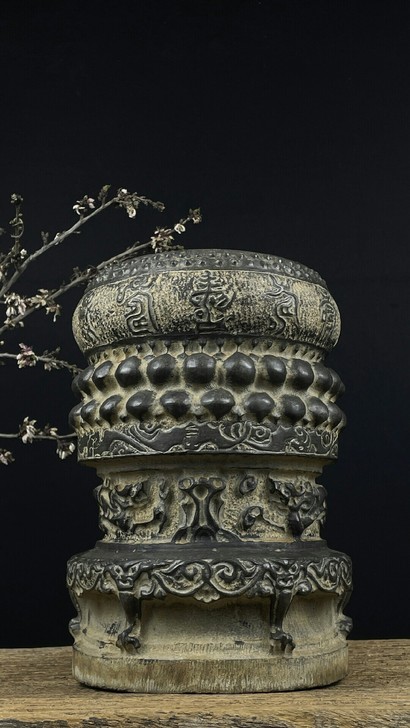 青石石雕石寿纹鼓墩柱墩