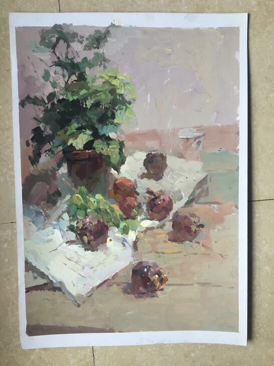 二开水粉画 原创作品 苹果原相机拍的