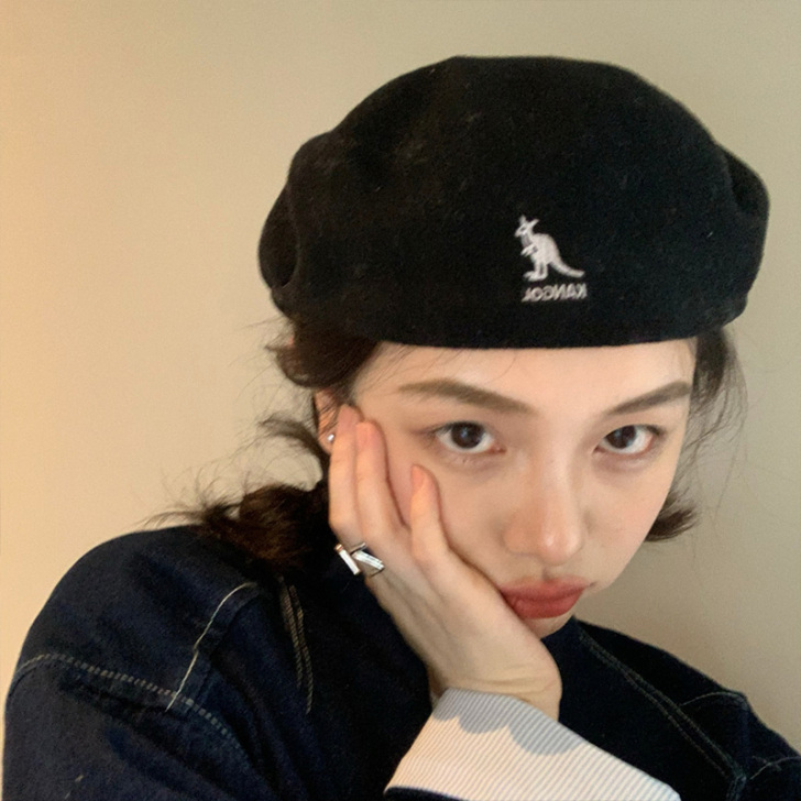 kangol帽子袋鼠贝雷帽女504羊毛吴亦...