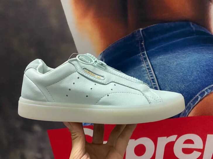 阿迪Adidas全皮真皮白色拉链板鞋,39...