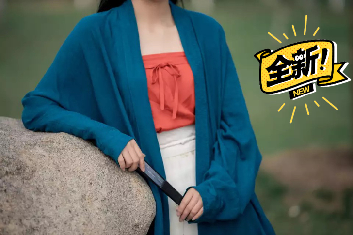 全新「壹片月」暗纹汉服布料 古风松石蓝雁衔...