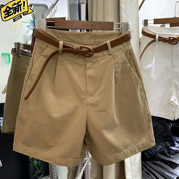 全新包邮  纯棉工装短裤女宽松外穿高腰a字...