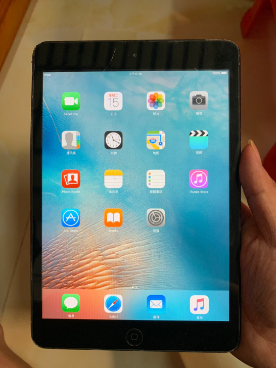 苹果mini1代，64G，有裂痕，外屏碎了...