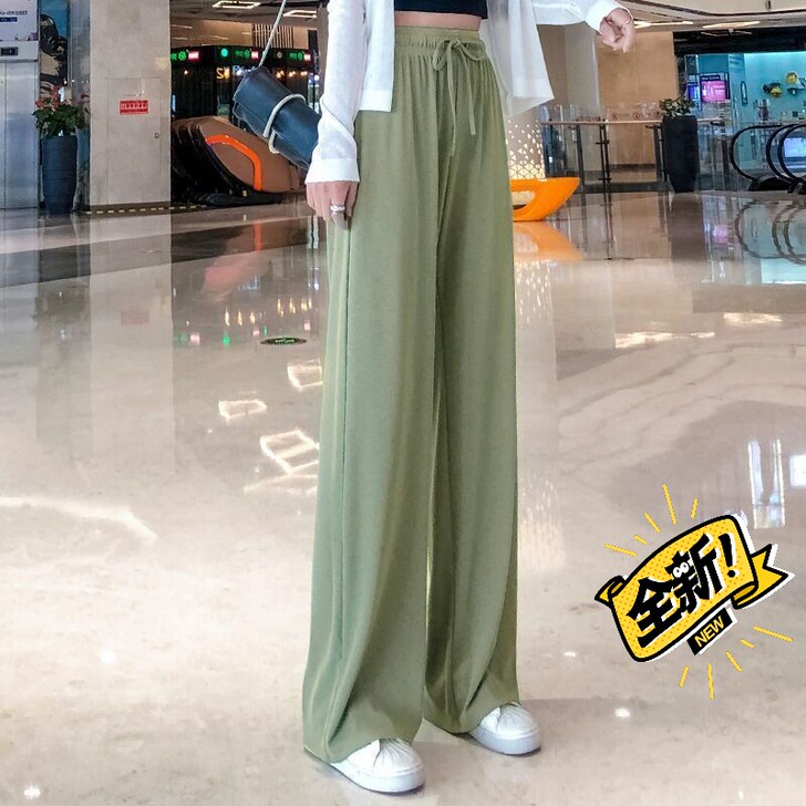 【两条28元】冰丝阔腿裤女夏高腰垂感薄款2...