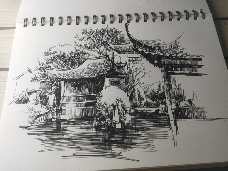 建筑速写   风景速写  欢迎来图定制  ...