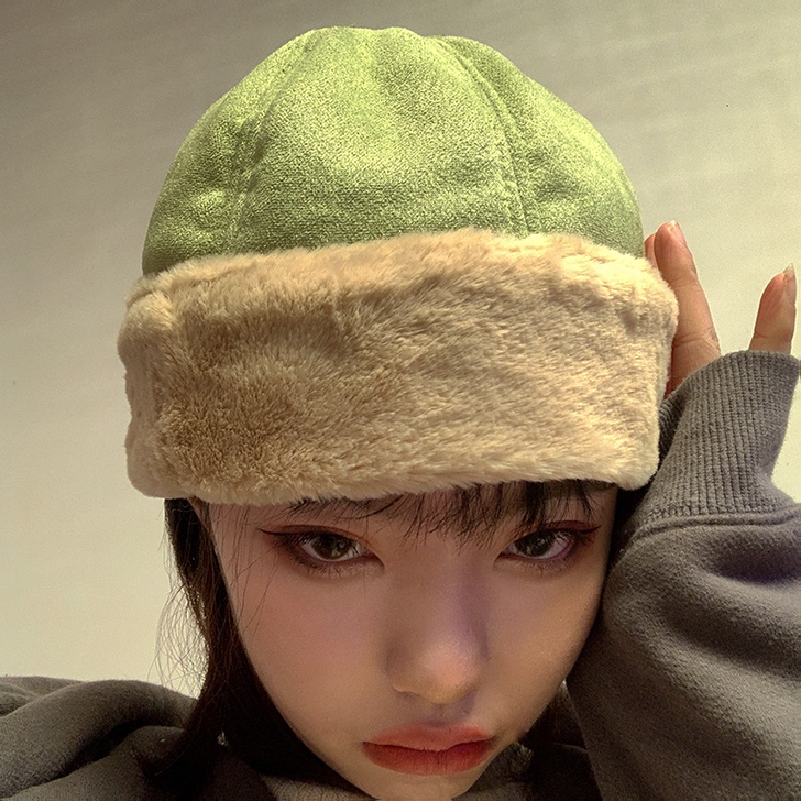 很可爱的那种绿 秋冬可爱cute绿色瓜皮帽...