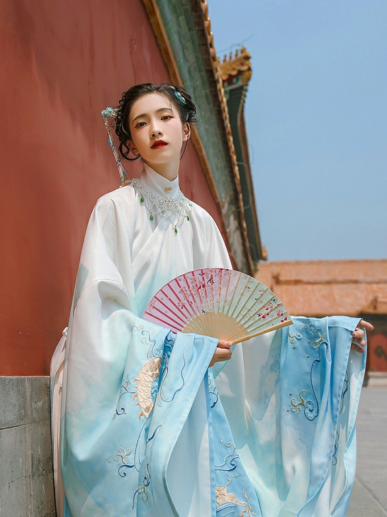 汉尚华莲南溟正品原创汉服女绣花立领明制长衫...
