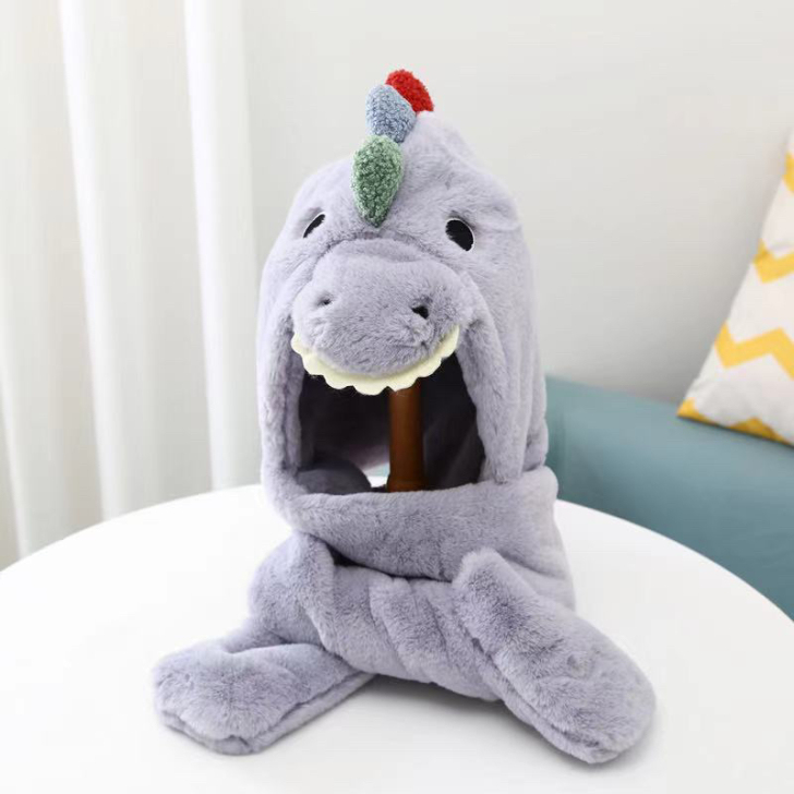 恐龙毛绒围巾毛绒帽