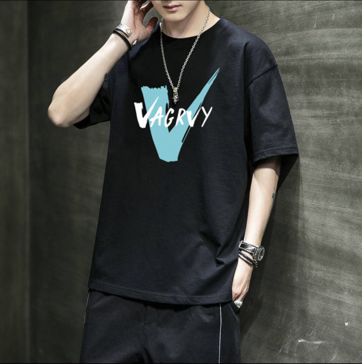 夏季新款短袖T恤男潮纯棉宽松体恤衫青年休闲...