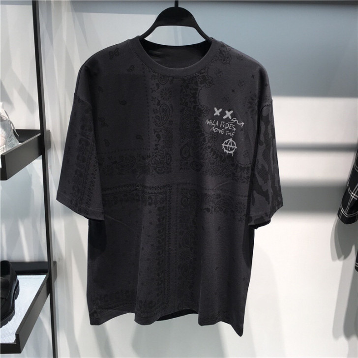 夏季新款男士灰色圆领短袖T恤衫